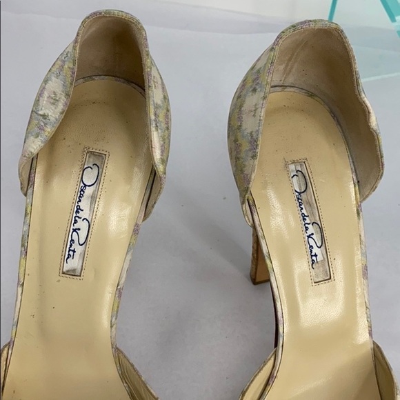 Oscar de la Renta Sz 39 Peep Toe Cork Heel D'orsay - Picture 9 of 12